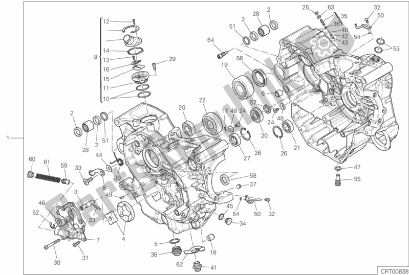 All parts for the 010 - Half-crankcases Pair of the Ducati Multistrada 950 S Touring 2019